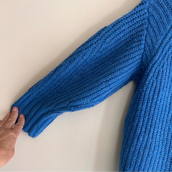 Maeve Anthropologie Blue Crop Ribbed Bell Sleeve Turtleneck Sweater XX Small - Picture 3 of 15